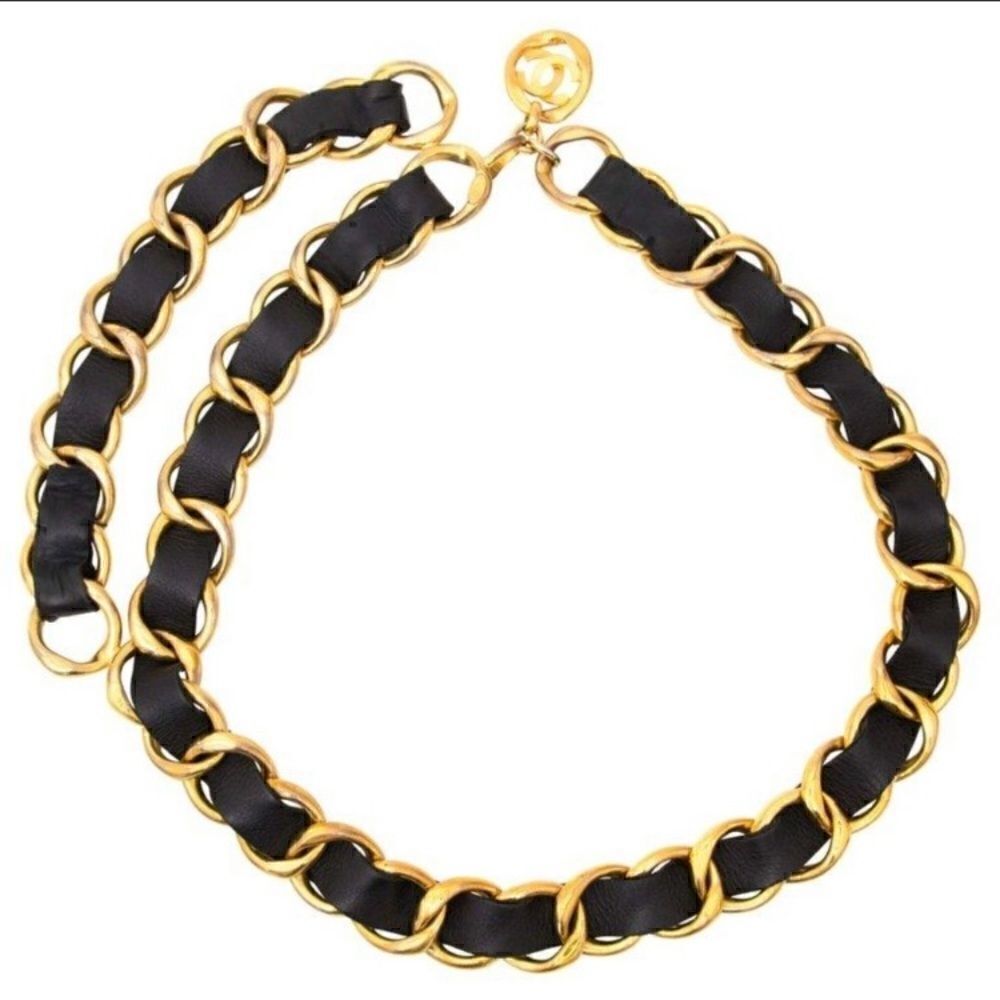 Vintage CHANEL Gold & Leather Chainlink Belt - Picture 7 of 16